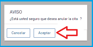 mensaje aviso confirmar borrar cita circuitv