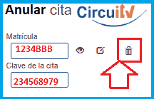 introduce la clave y matrícula