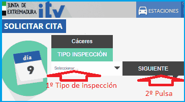 Seleccionar tipo inspección